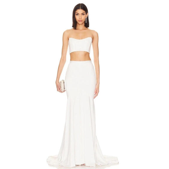 Katie May Noel and Jean Mimi Off White Bridal Maxi Skirt with Train S $495msrp - Picture 3 of 12